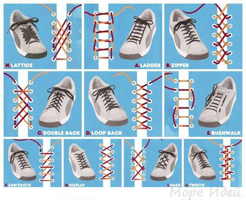 Варианты шнуровки кроссовок с 6. Способы завязывания шнурков на кроссовках. Типы шнурования шнурков на 5. Способы зашнуровать кроссовки красиво. Красивое завязывание шнурков.